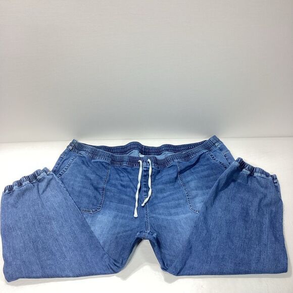 Lane Bryant Distressed Jeans Plus Size 34/36 Gathered Elastic Ankles - Picture 3 of 14